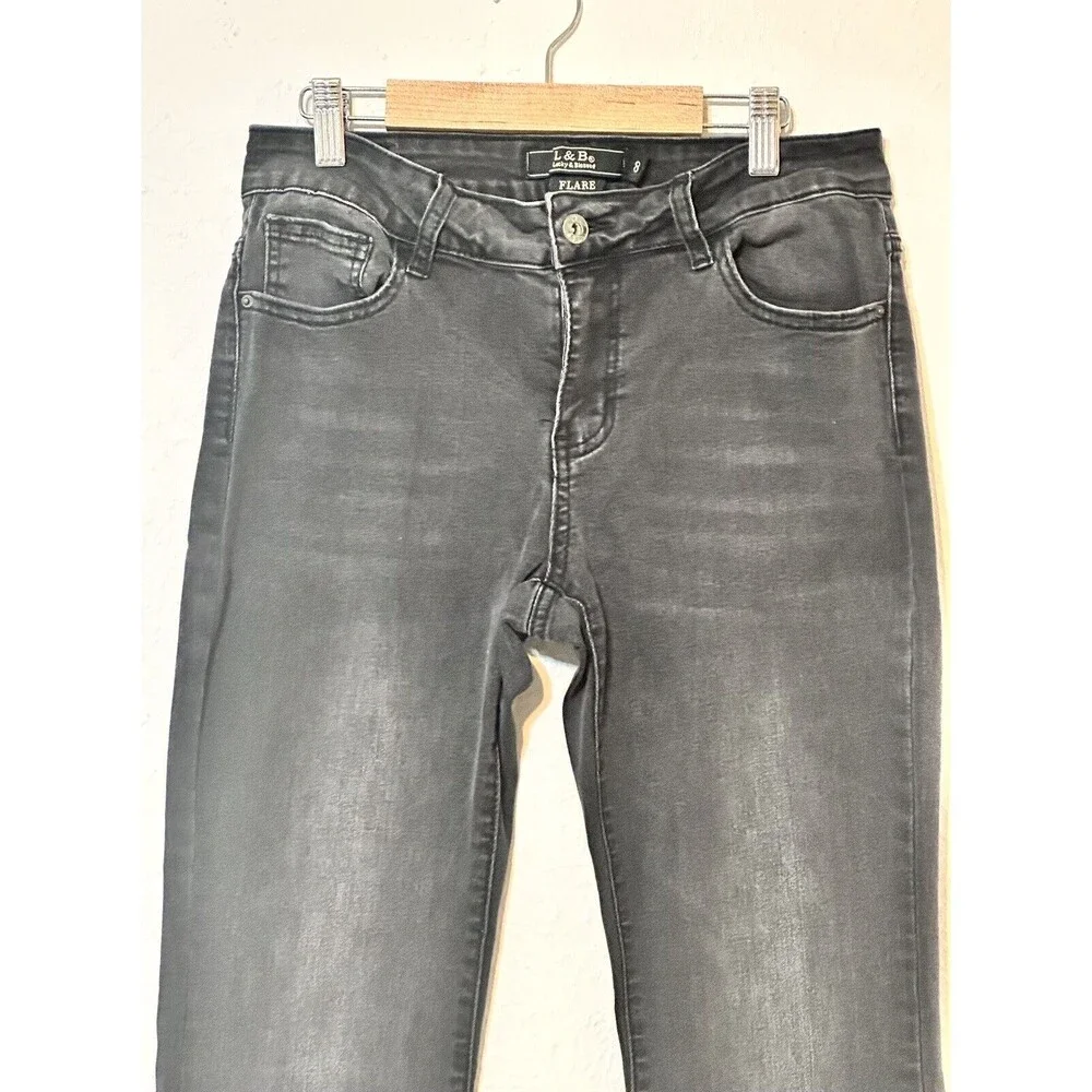 L&B Lucky And Blessed Viniage Women’s Size 8 Black Flare Jeans Y2K Raw Hem